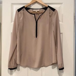 Loft blouse Black and Tan/blush